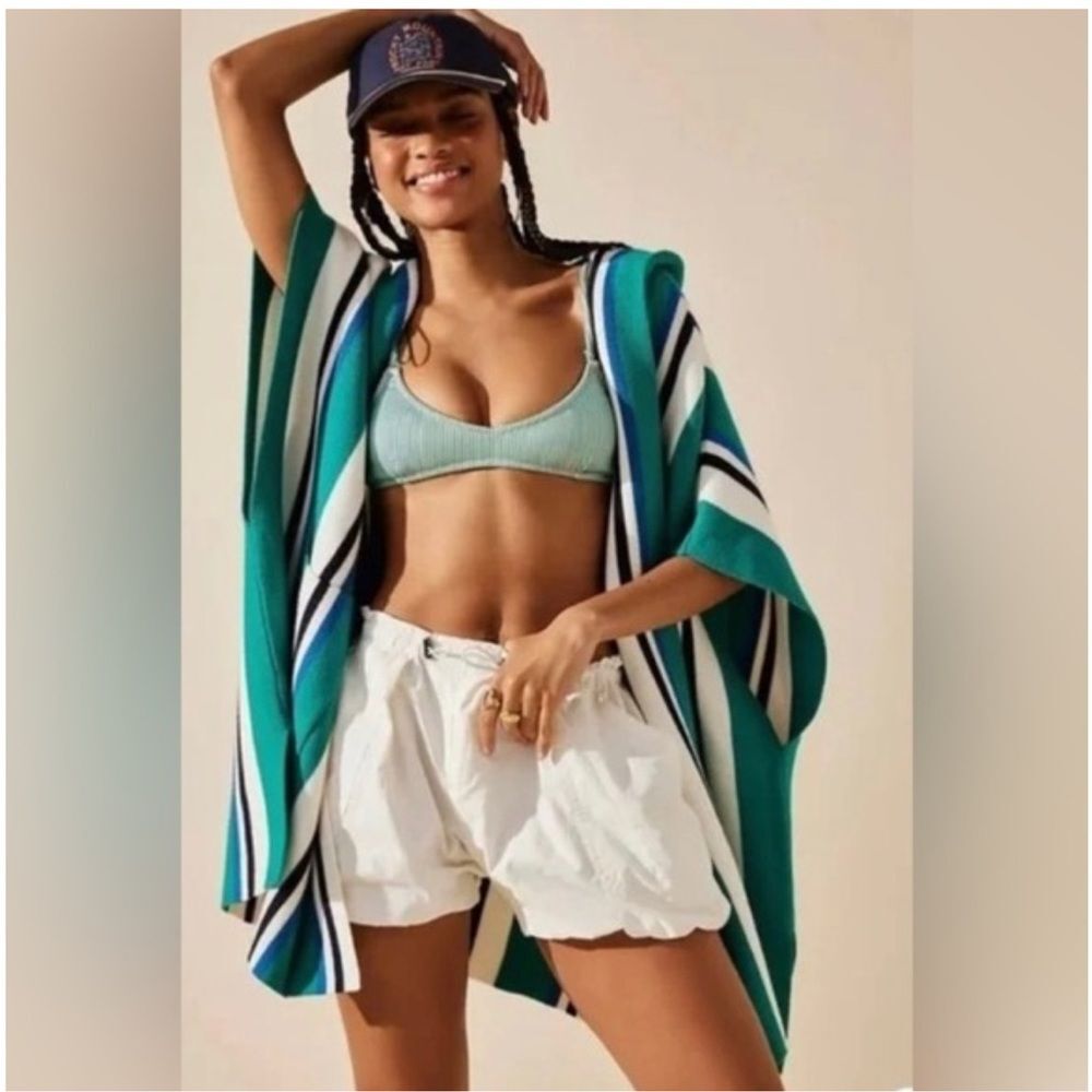 NWOT Free People 'All I Need' Striped Hooded Cozy Poncho Cardigan